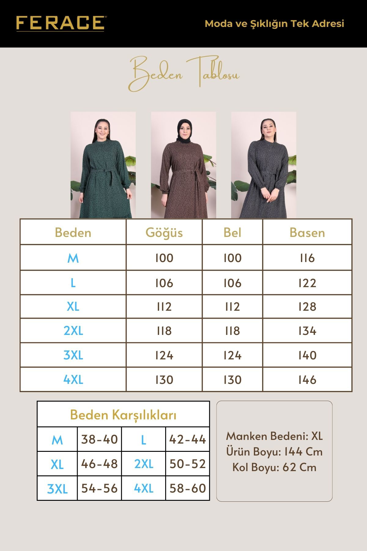 Kadin Buyuk Beden Elbise Tesettur Giyim Hakim Yaka Çıtır Desen