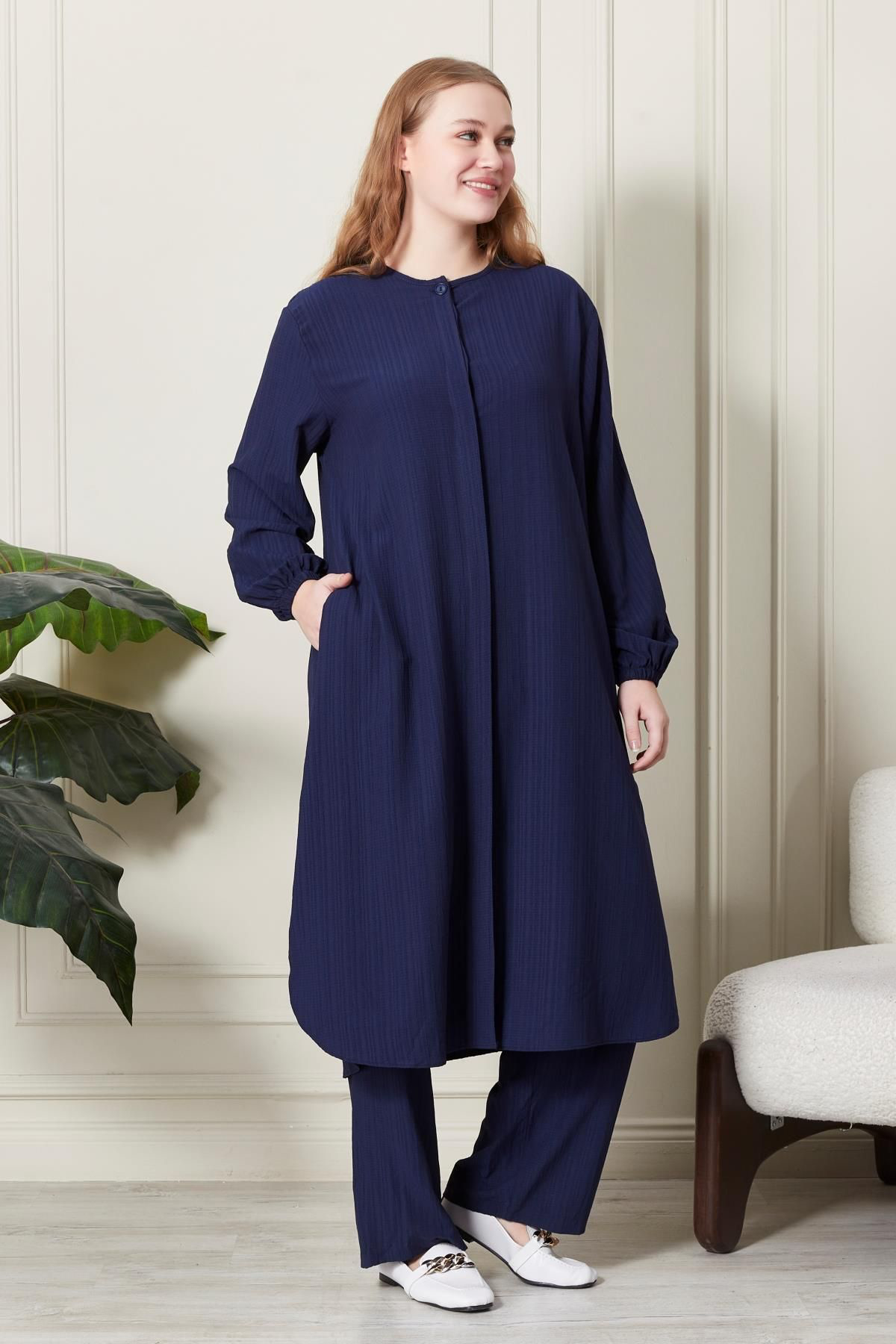 Kadın Büyük Beden Gofre İkili Takım