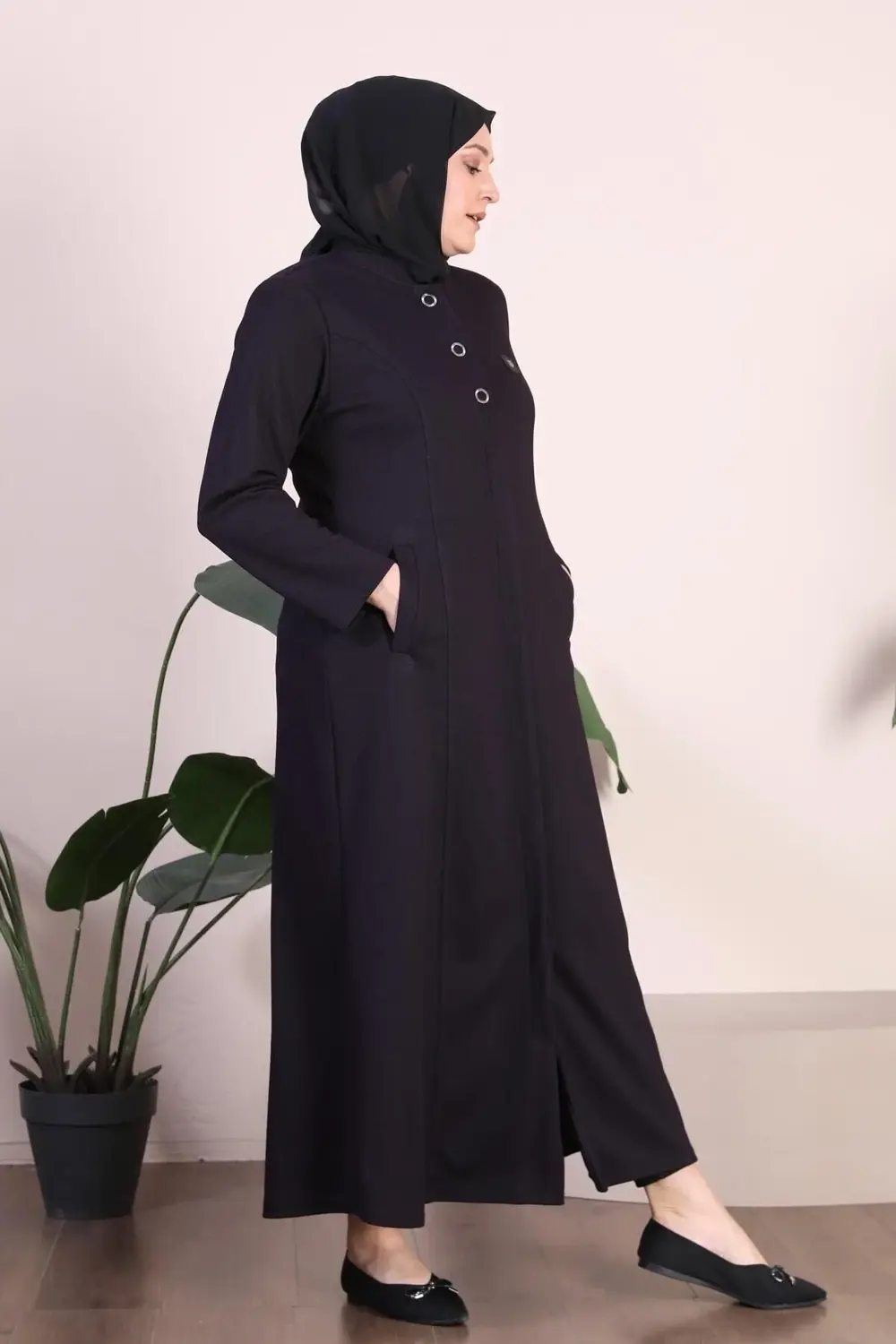 Kadin Büyük Beden 3 Düğmeli Pardesü