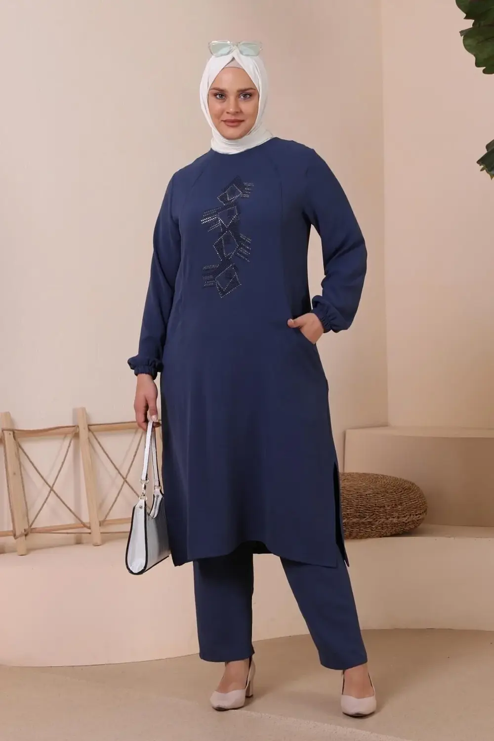 Kadin Buyuk Beden Alt-üst Takım Cepli Ve Taş I?şlemeli