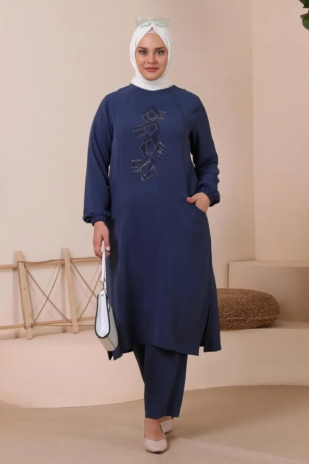 Kadin Buyuk Beden Alt-üst Takım Cepli Ve Taş I?şlemeli