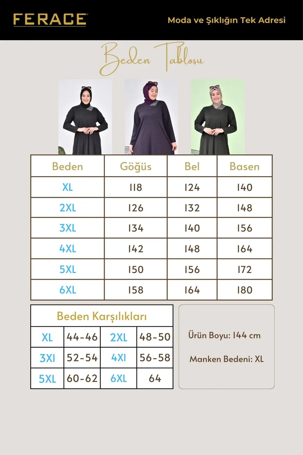 Kadin Buyuk Beden Ay Yaka Anne Elbise Uzun Tesettur