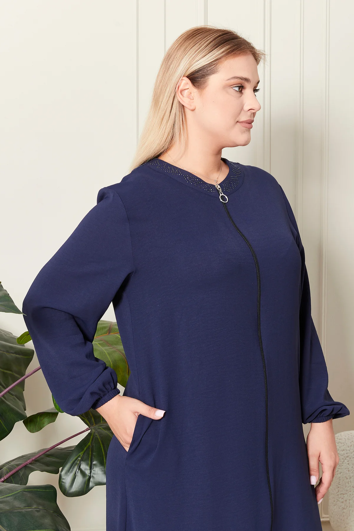 Kadin Buyuk Beden Ayrobin Ferace Fermuarlı Ve Boydan Uzun