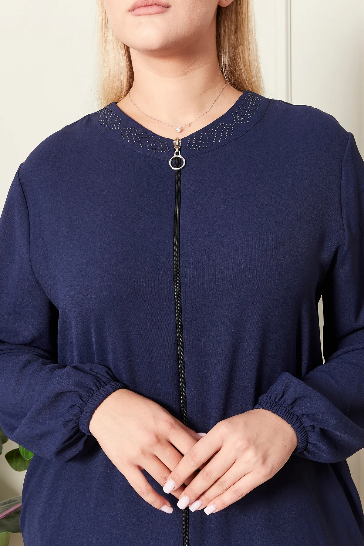 Kadin Buyuk Beden Ayrobin Ferace Fermuarlı Ve Boydan Uzun