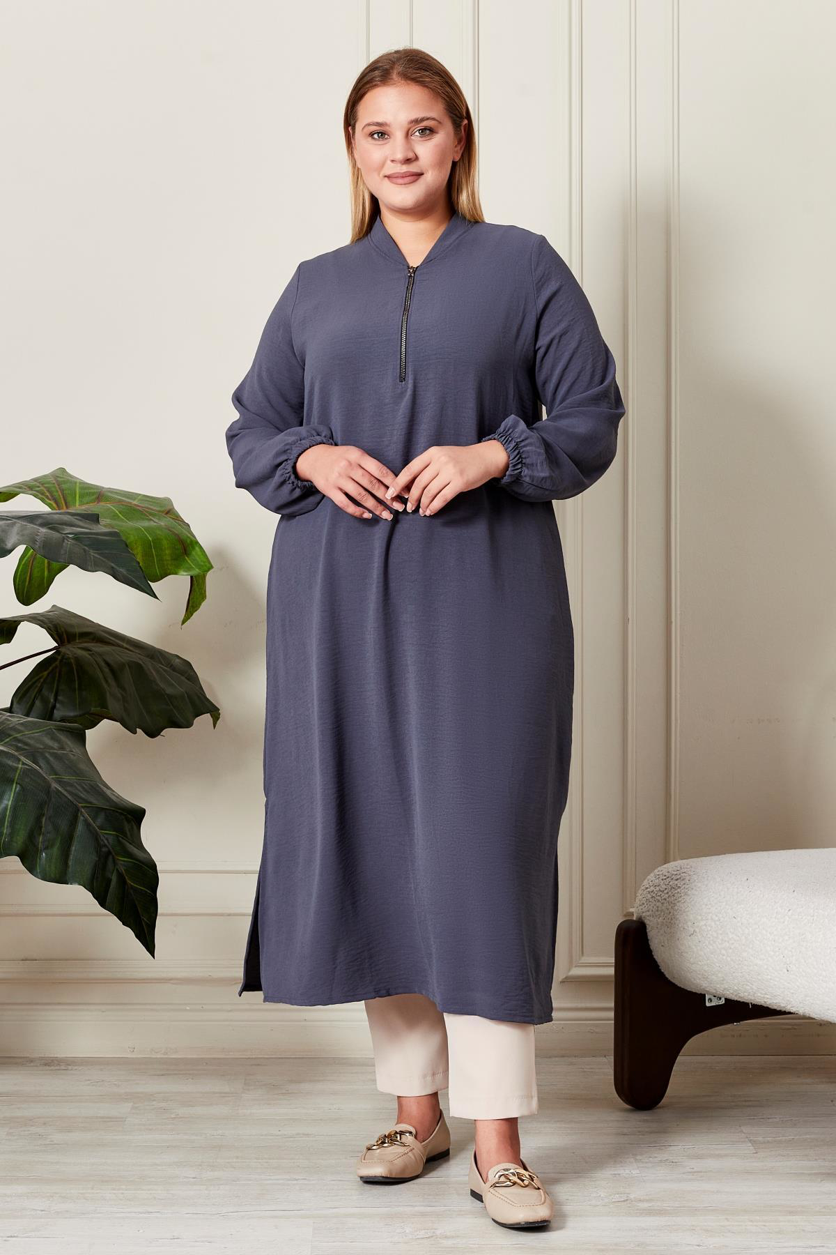 Ferace Kadın Büyük Beden Ayrobin Kumaş Tunik Ferace Kadın Büyük Beden Ayrobin Kumaş Tunik