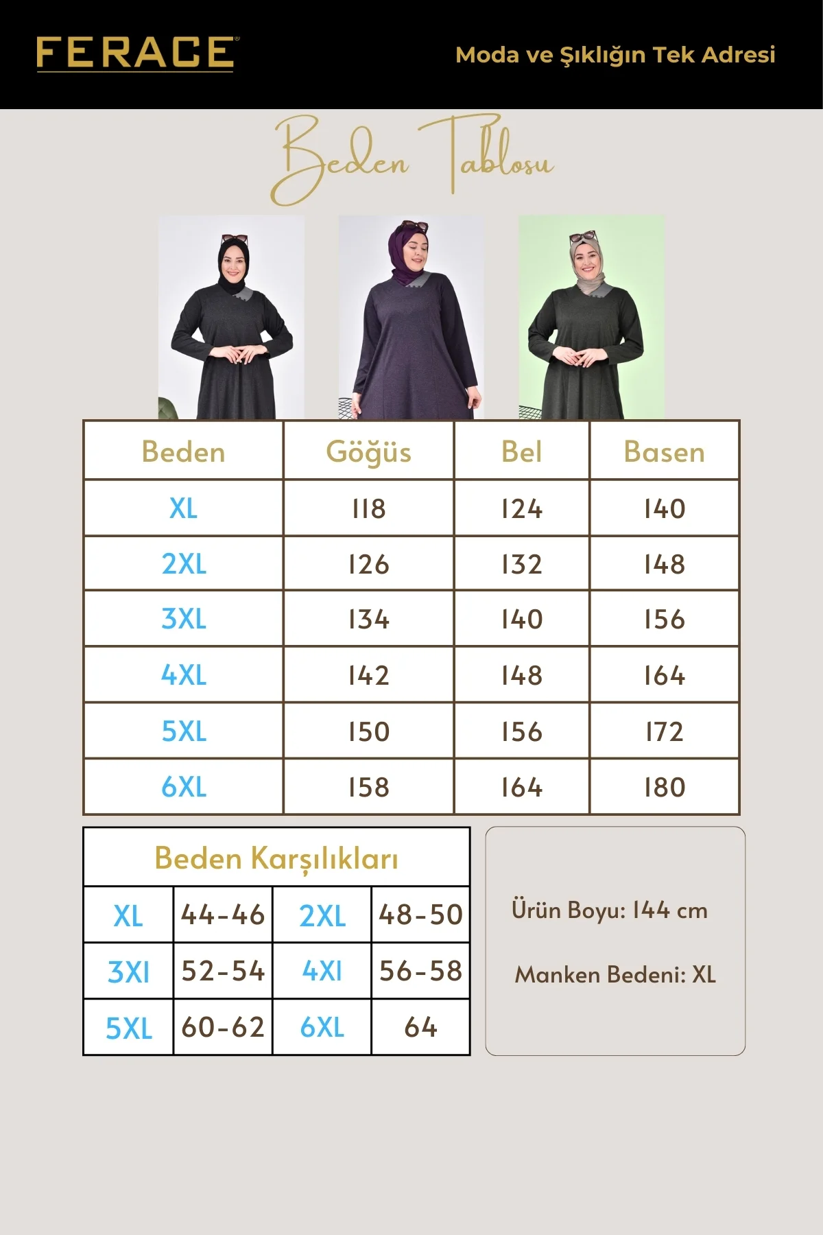 Kadin Buyuk Beden Ay Yaka Anne Elbise Uzun Tesettur