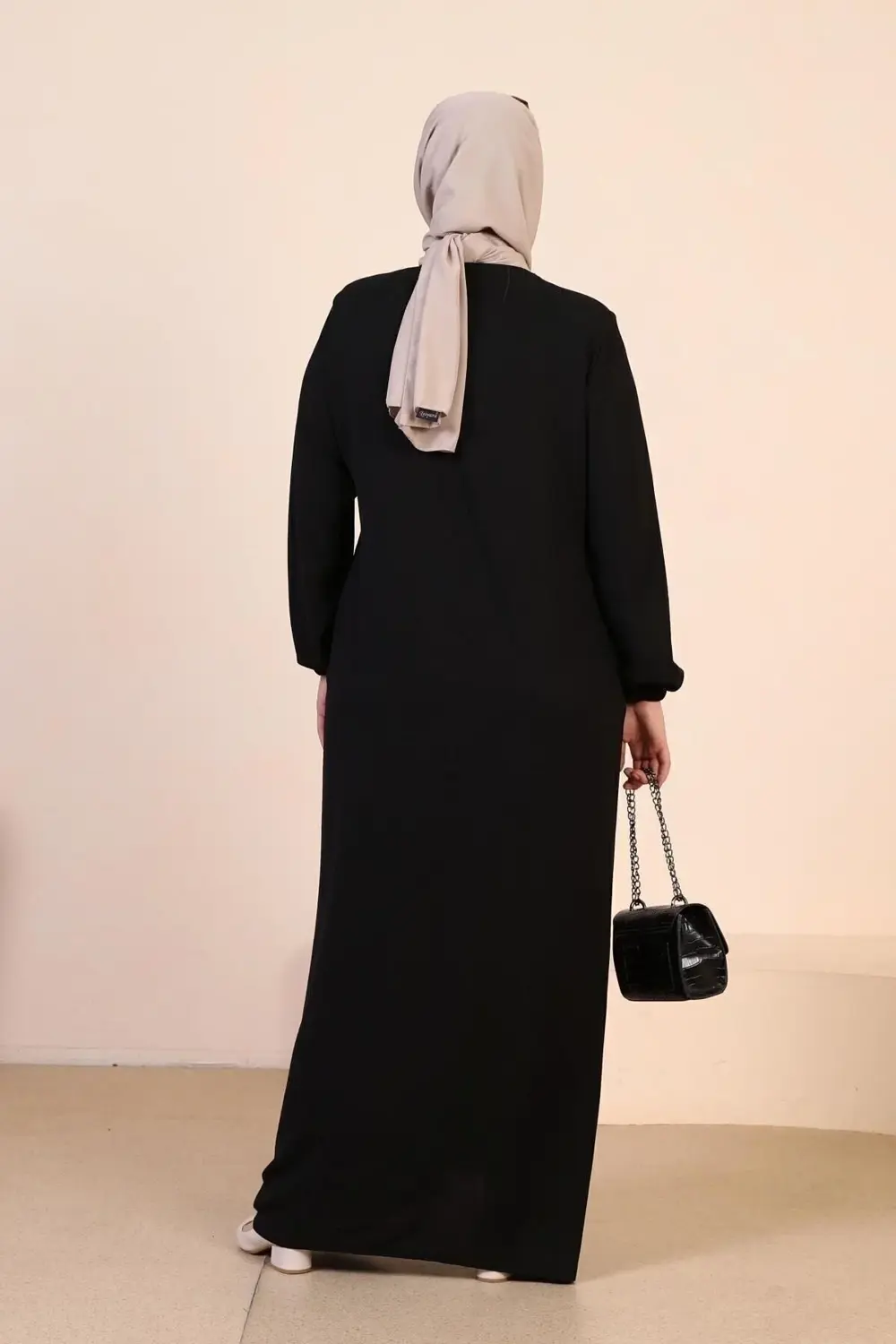 Kadin Buyuk Beden Ayrobin Ferace Fermuarlı Ve Boydan Uzun