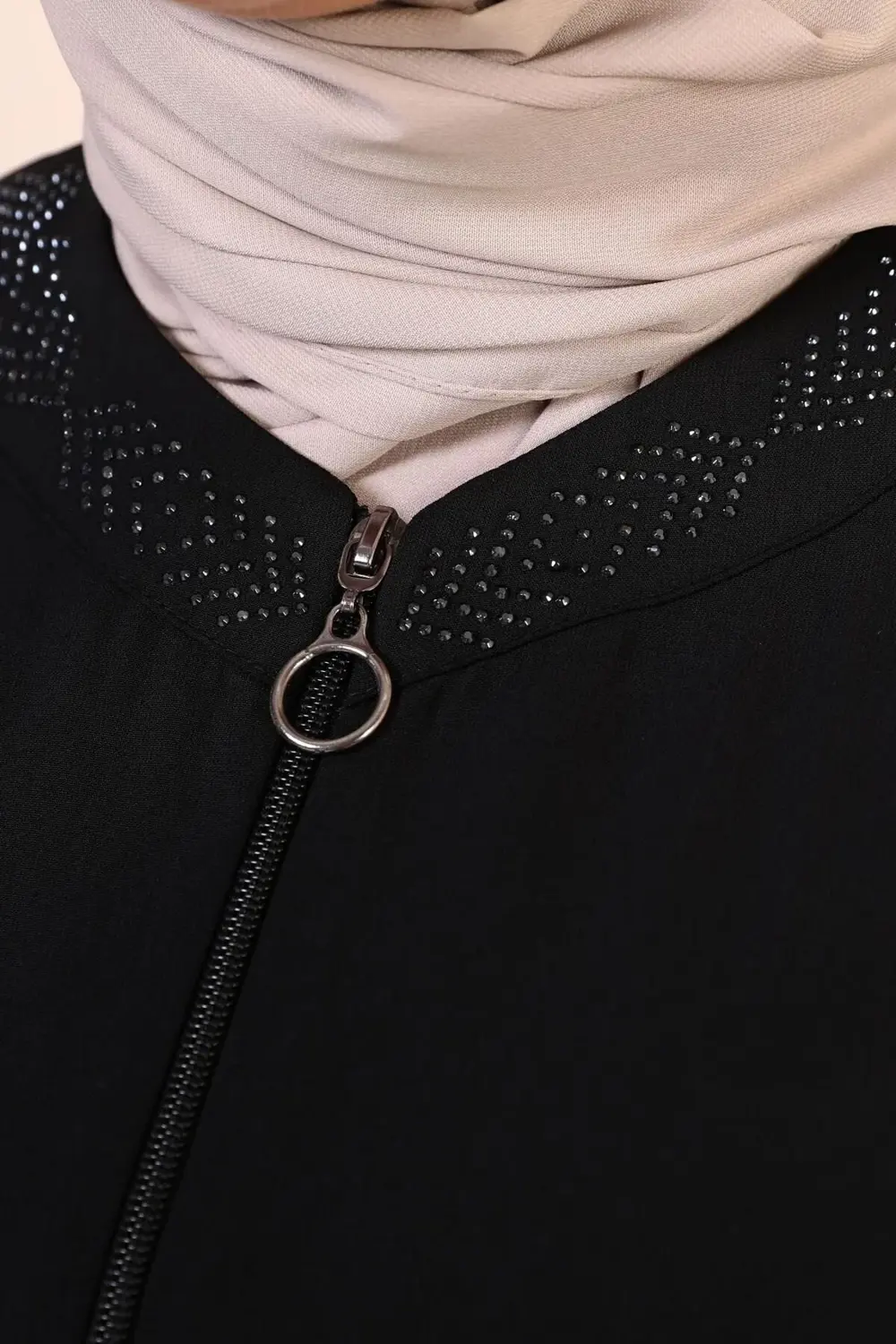 Kadin Buyuk Beden Ayrobin Ferace Fermuarlı Ve Boydan Uzun