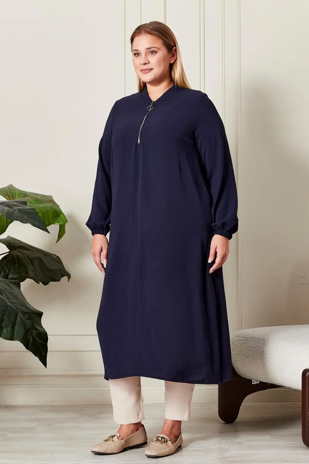 Kadın Büyük Beden Ayrobin Kumaş Tunik