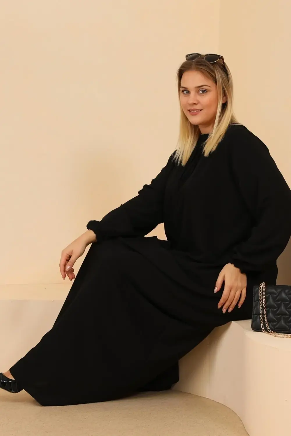 Kadin Buyuk Beden Ayrobin Uzun Anne Elbise