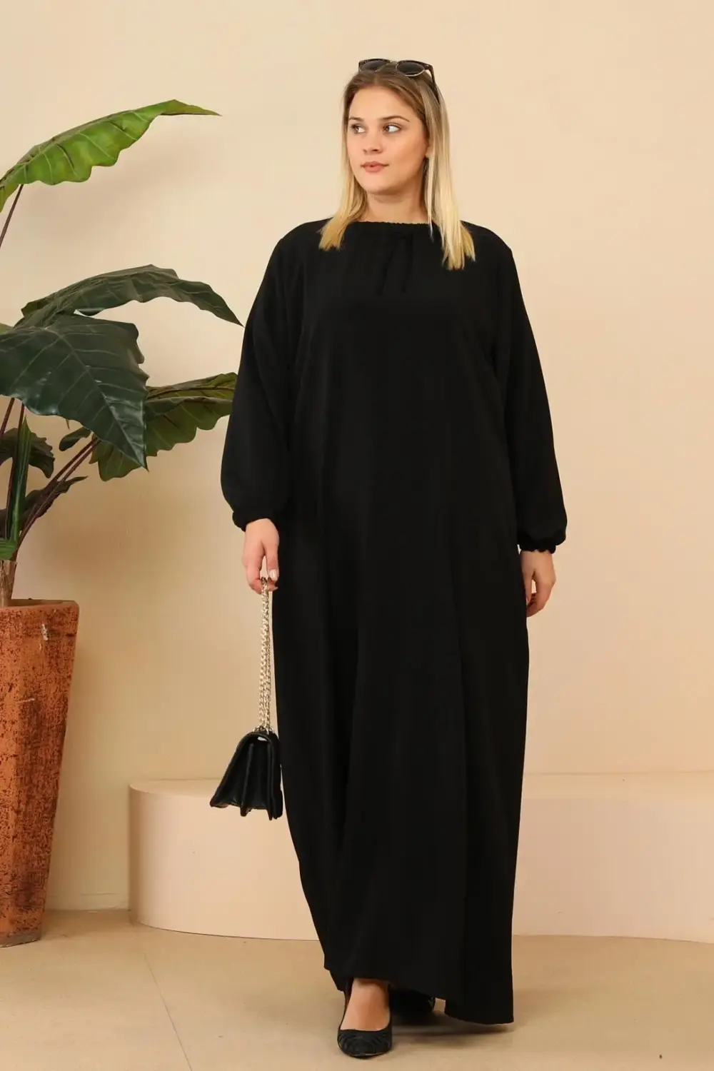 Kadin Buyuk Beden Ayrobin Uzun Anne Elbise