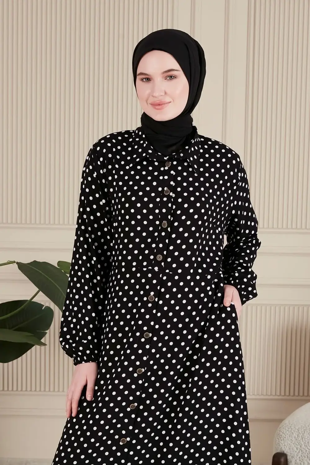 Kadin Buyuk Beden Çıtır Desen Yazlik Tesettur Elbise