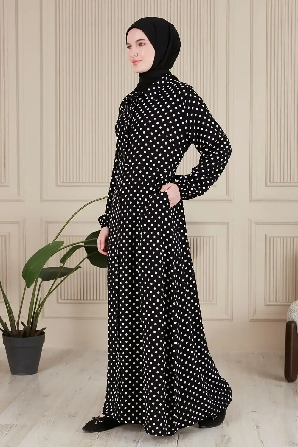 Kadin Buyuk Beden Çıtır Desen Yazlik Tesettur Elbise