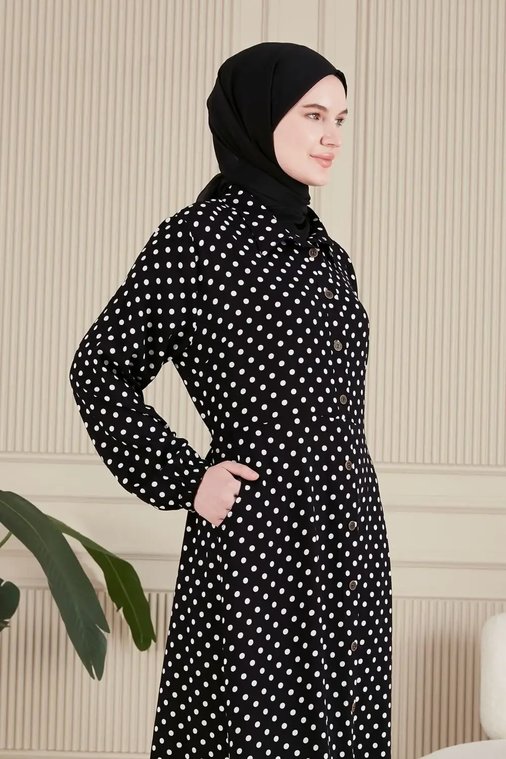 Kadin Buyuk Beden Çıtır Desen Yazlik Tesettur Elbise