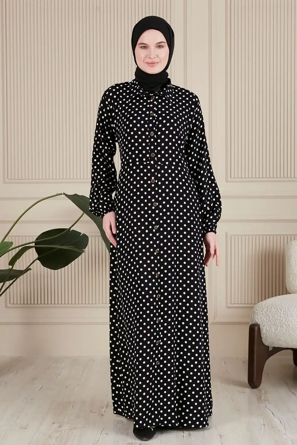 Kadin Buyuk Beden Çıtır Desen Yazlik Tesettur Elbise