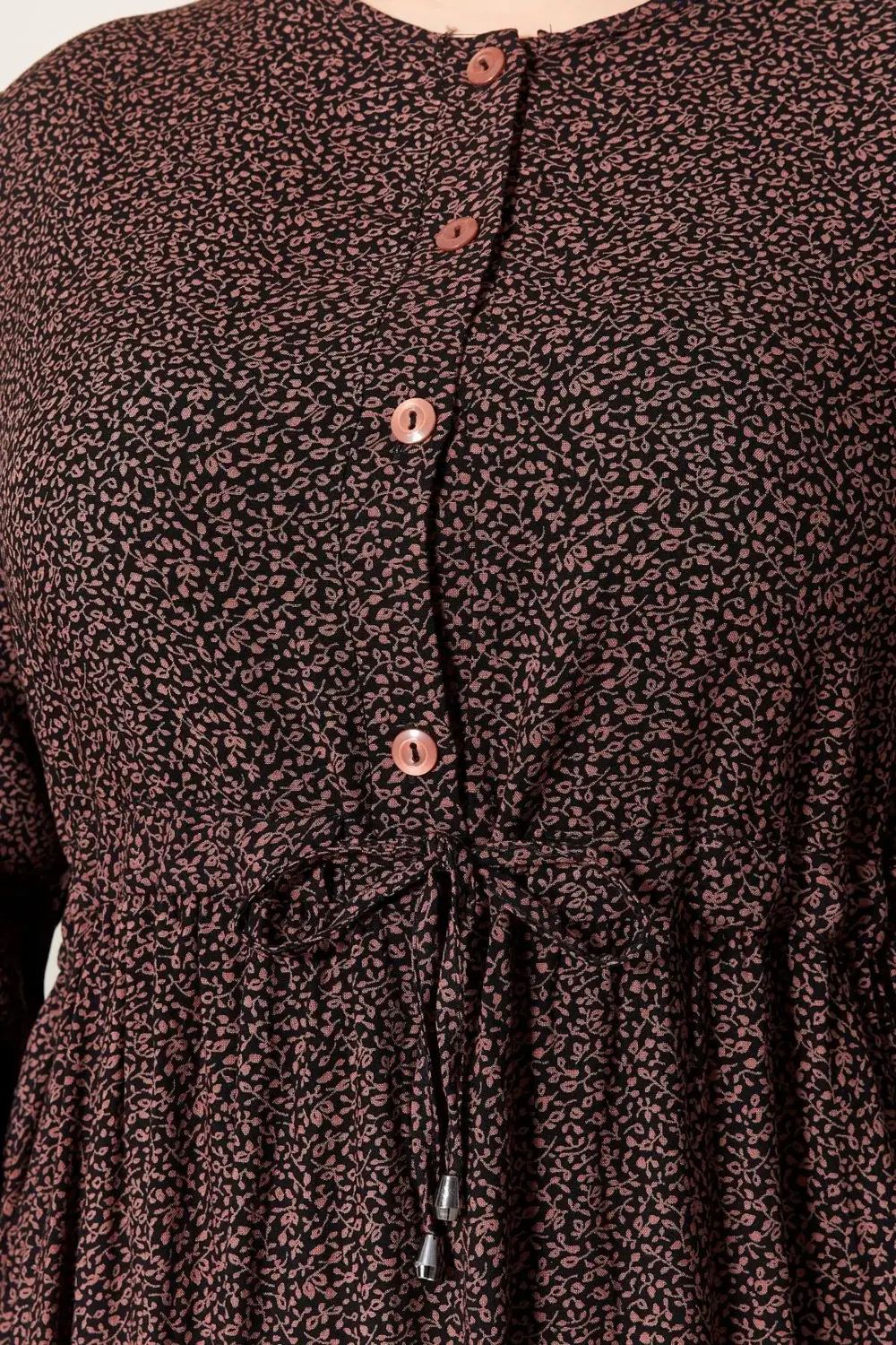 Kadın Büyük Beden Çıtır Kumaş Düğmeli Elbise