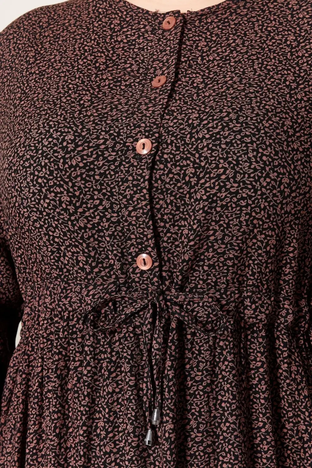 Kadın Büyük Beden Çıtır Kumaş Düğmeli Elbise