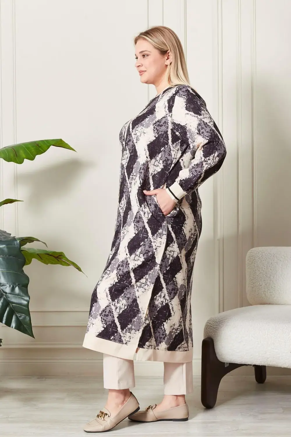 Kadın Büyük Beden Desenli Kap