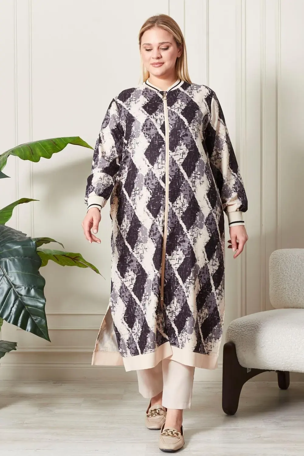 Kadın Büyük Beden Desenli Kap