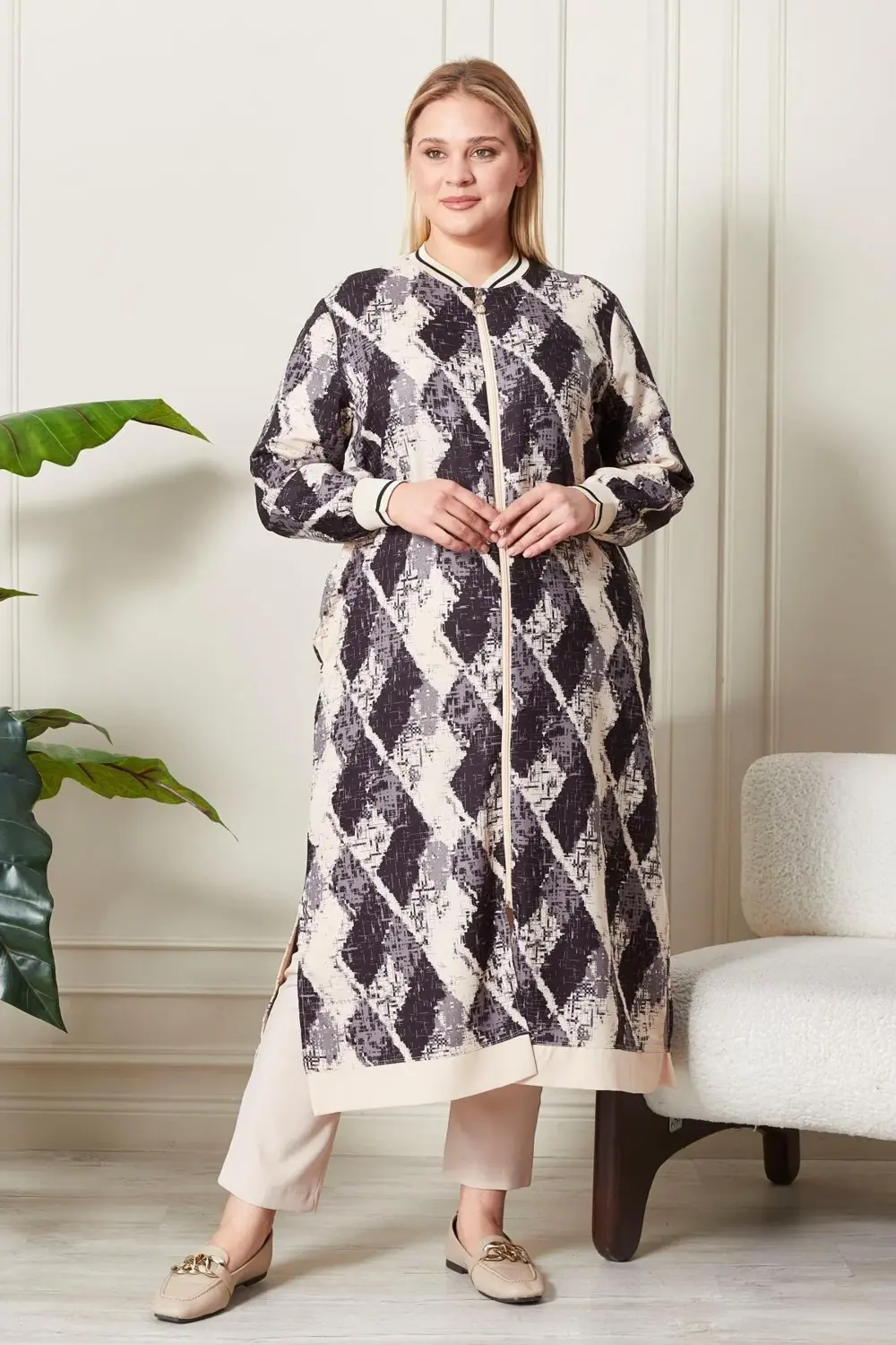 Kadın Büyük Beden Desenli Kap