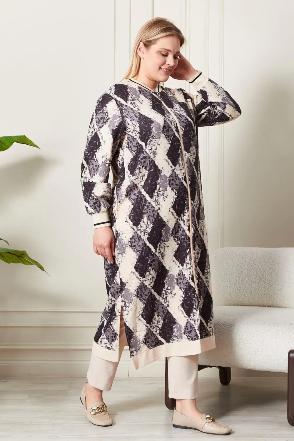 Kadın Büyük Beden Desenli Kap