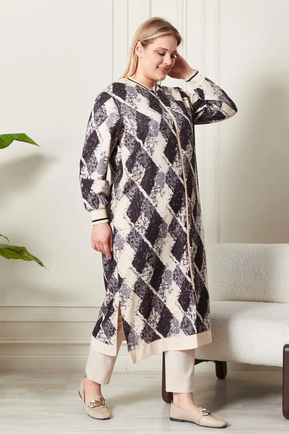 Kadın Büyük Beden Desenli Kap