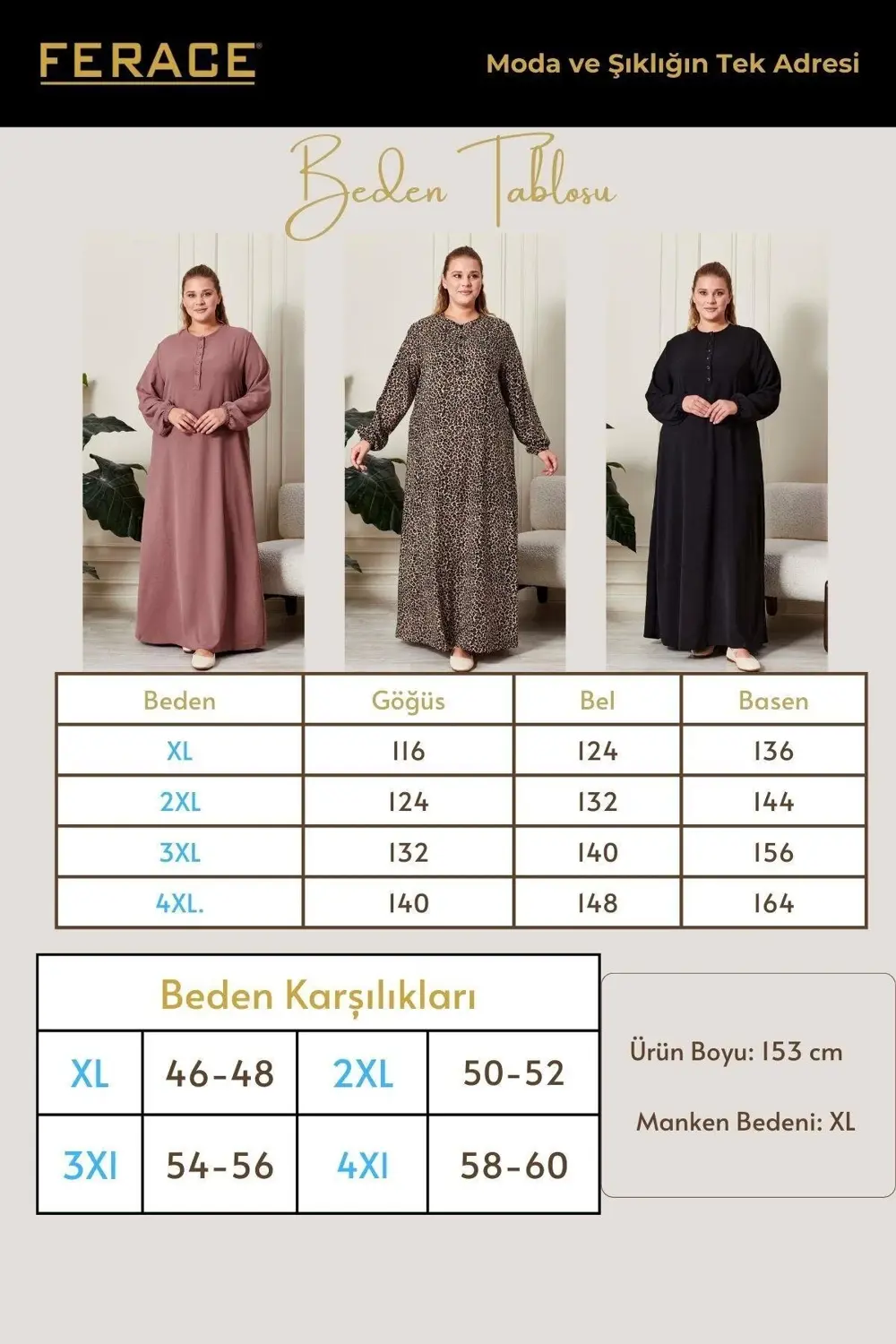 Kadın Büyük Beden Düğmeli Babanne Elbisesi