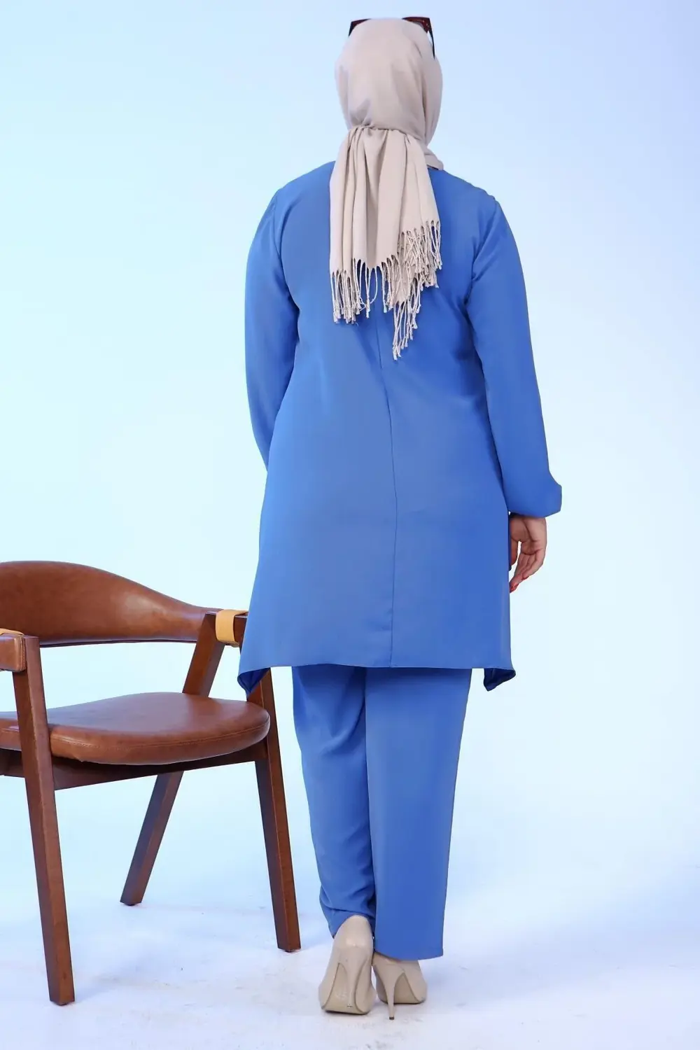 Kadin Buyuk Beden Düğmeli Ikili Tesettur Tunik Takım