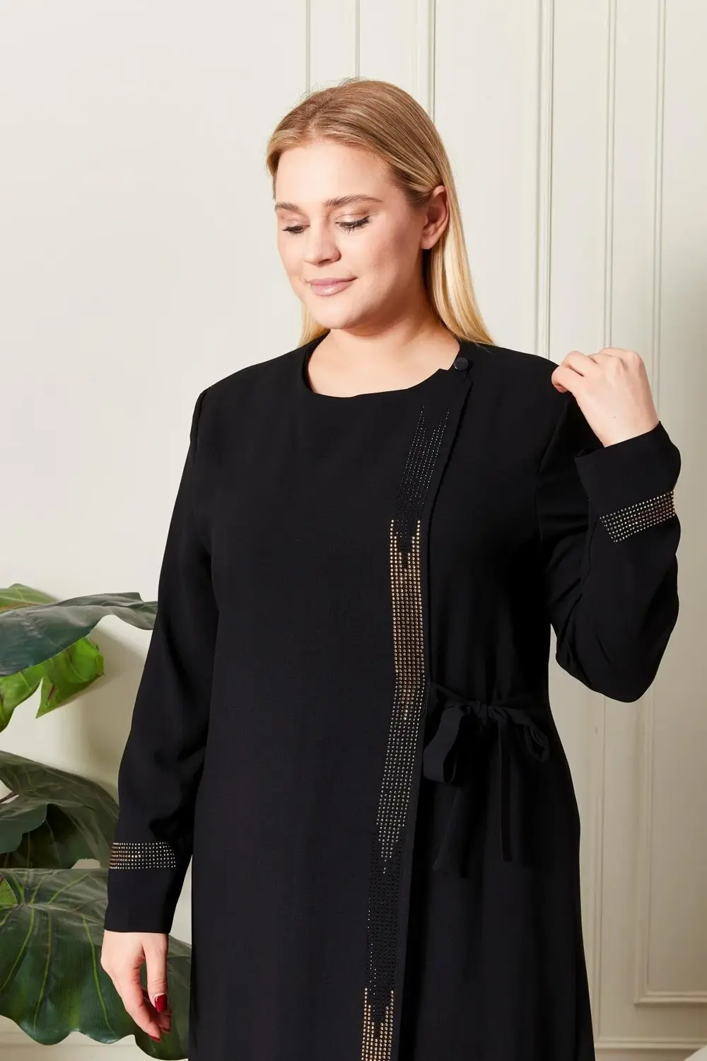 Kadın Büyük Beden Etamin Abaya Ferace