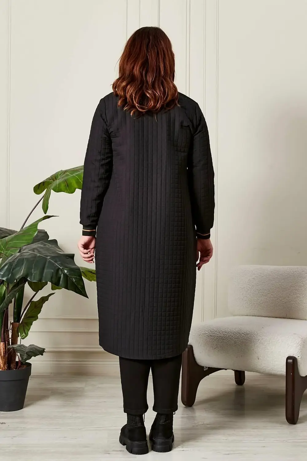 Kadın Büyük Beden Fermuarlı Kapitone Kap Kadın Büyük Beden Fermuarlı Kapitone Kap