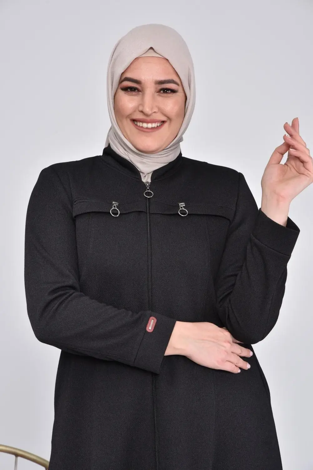 Kadin Buyuk Beden Fermuarlı Kislik Kaban Pardesü