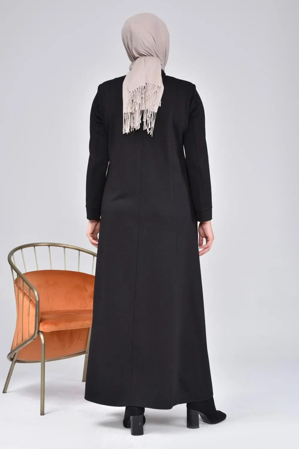 Kadin Buyuk Beden Fermuarlı Kislik Kaban Pardesü