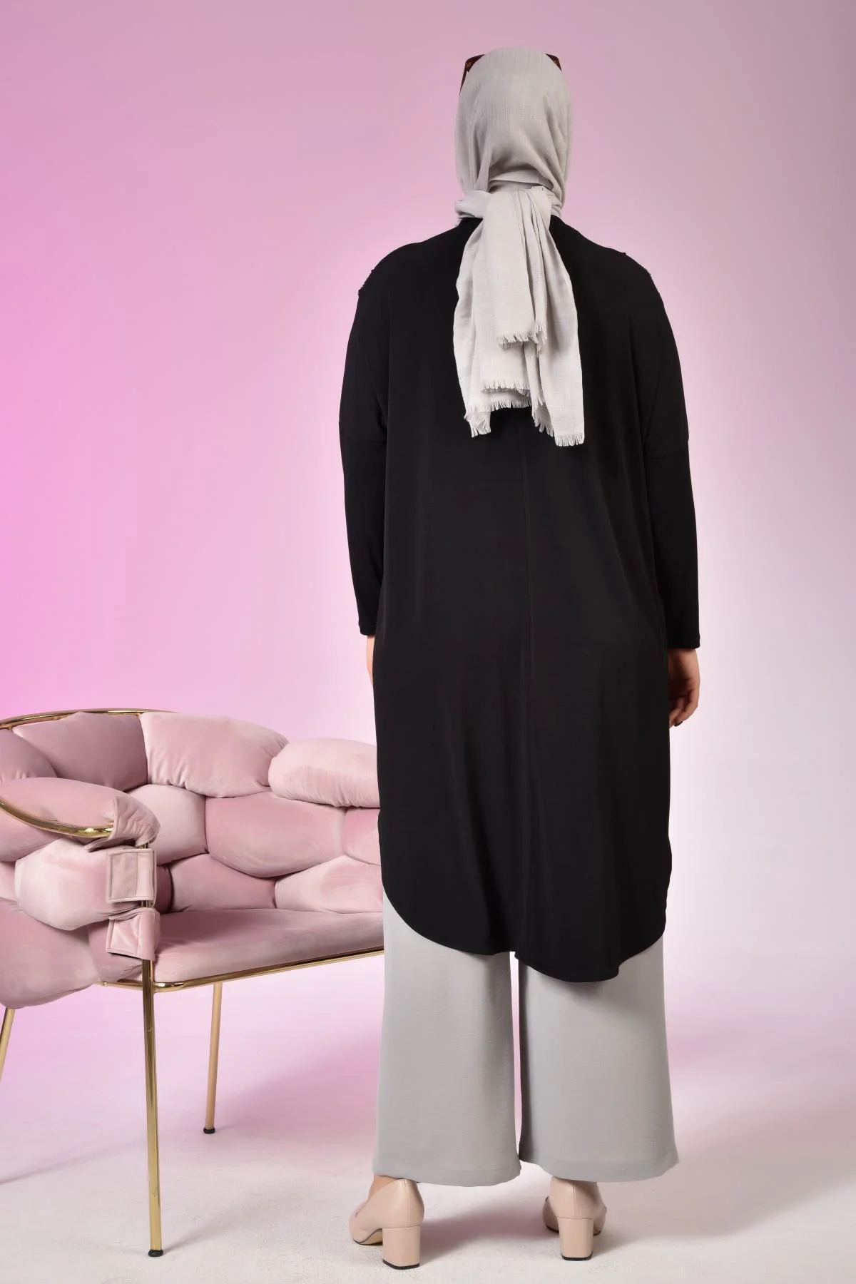 Kadin Buyuk Beden Giyim Tunik Yarasa Kol Ve Oversize Kesim