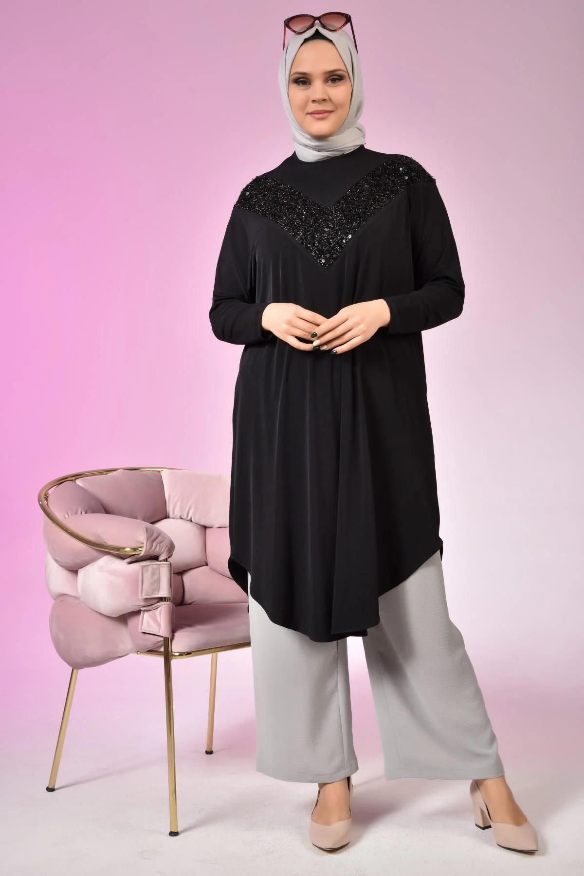 Kadin Buyuk Beden Giyim Tunik Yarasa Kol Ve Oversize Kesim