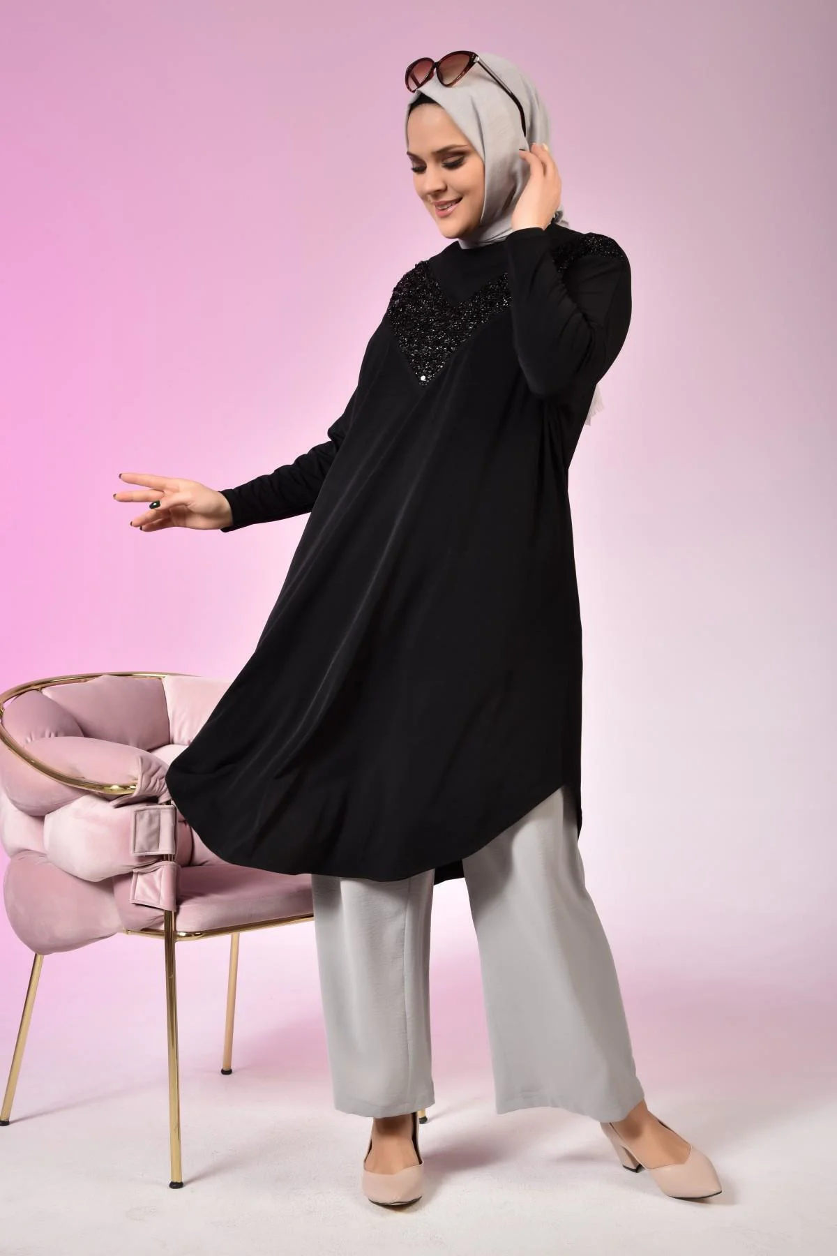 Kadin Buyuk Beden Giyim Tunik Yarasa Kol Ve Oversize Kesim