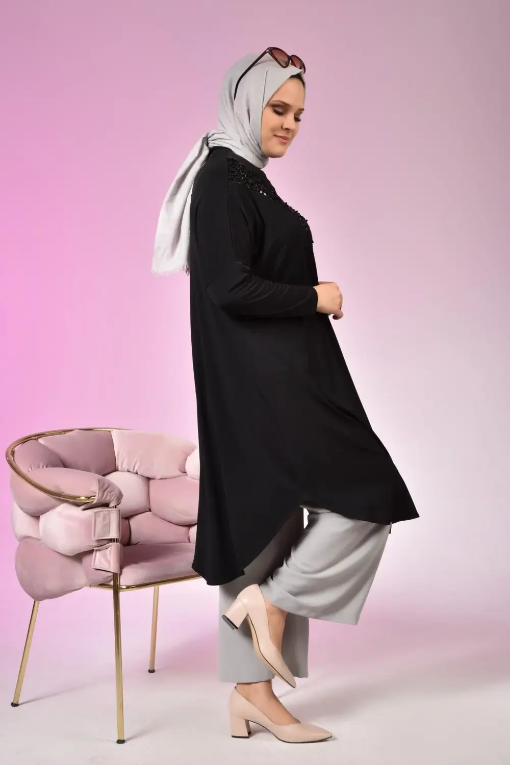 Kadin Buyuk Beden Giyim Tunik Yarasa Kol Ve Oversize Kesim