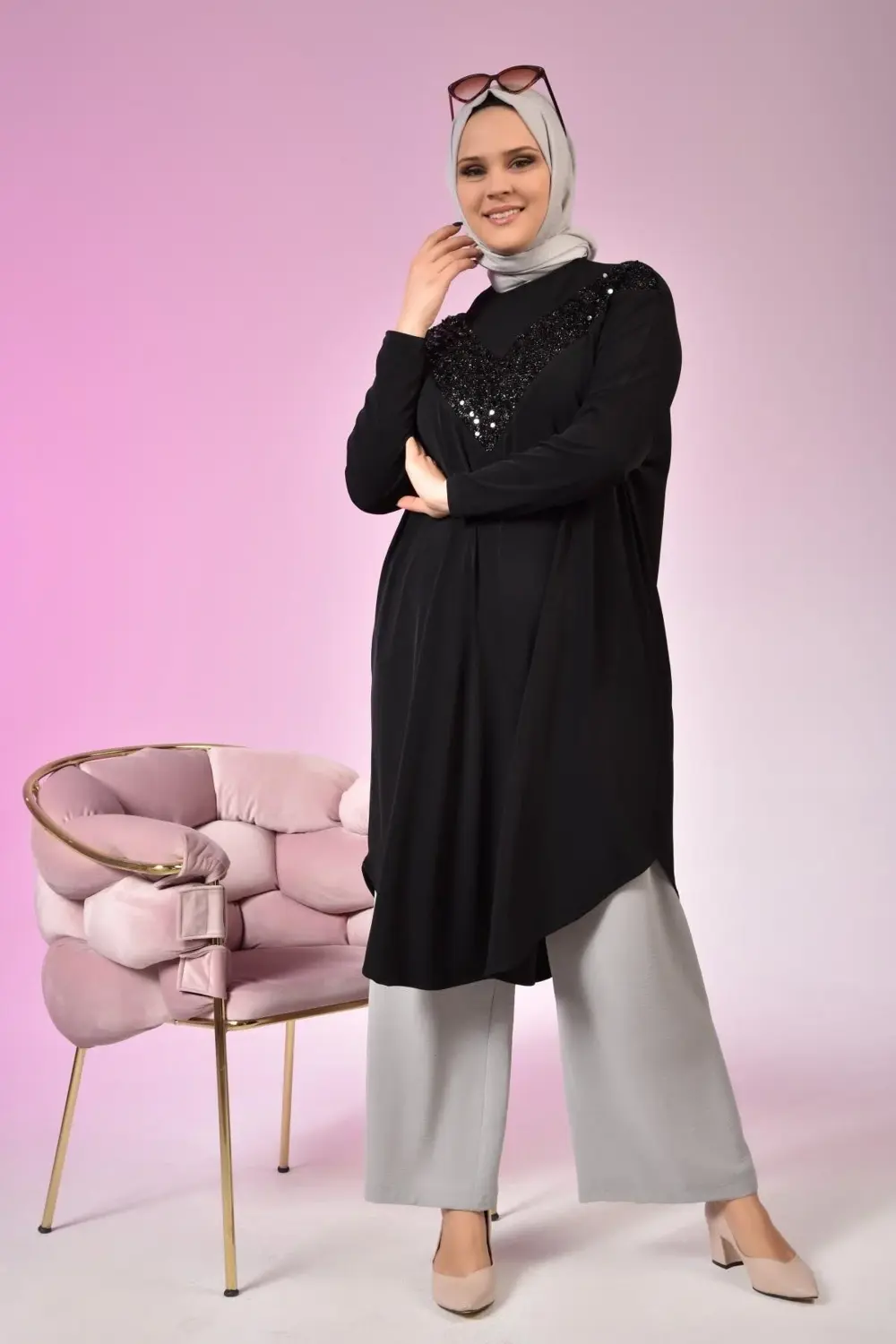 Kadin Buyuk Beden Giyim Tunik Yarasa Kol Ve Oversize Kesim