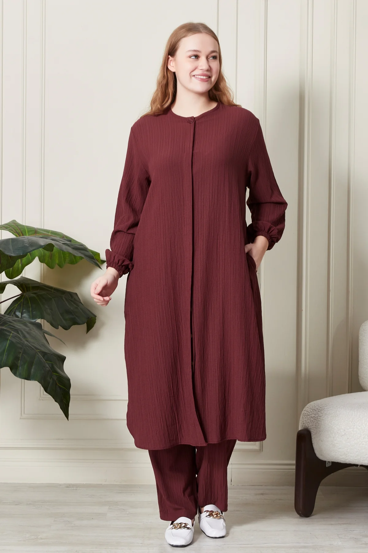 Kadın Büyük Beden Gofre İkili Takım