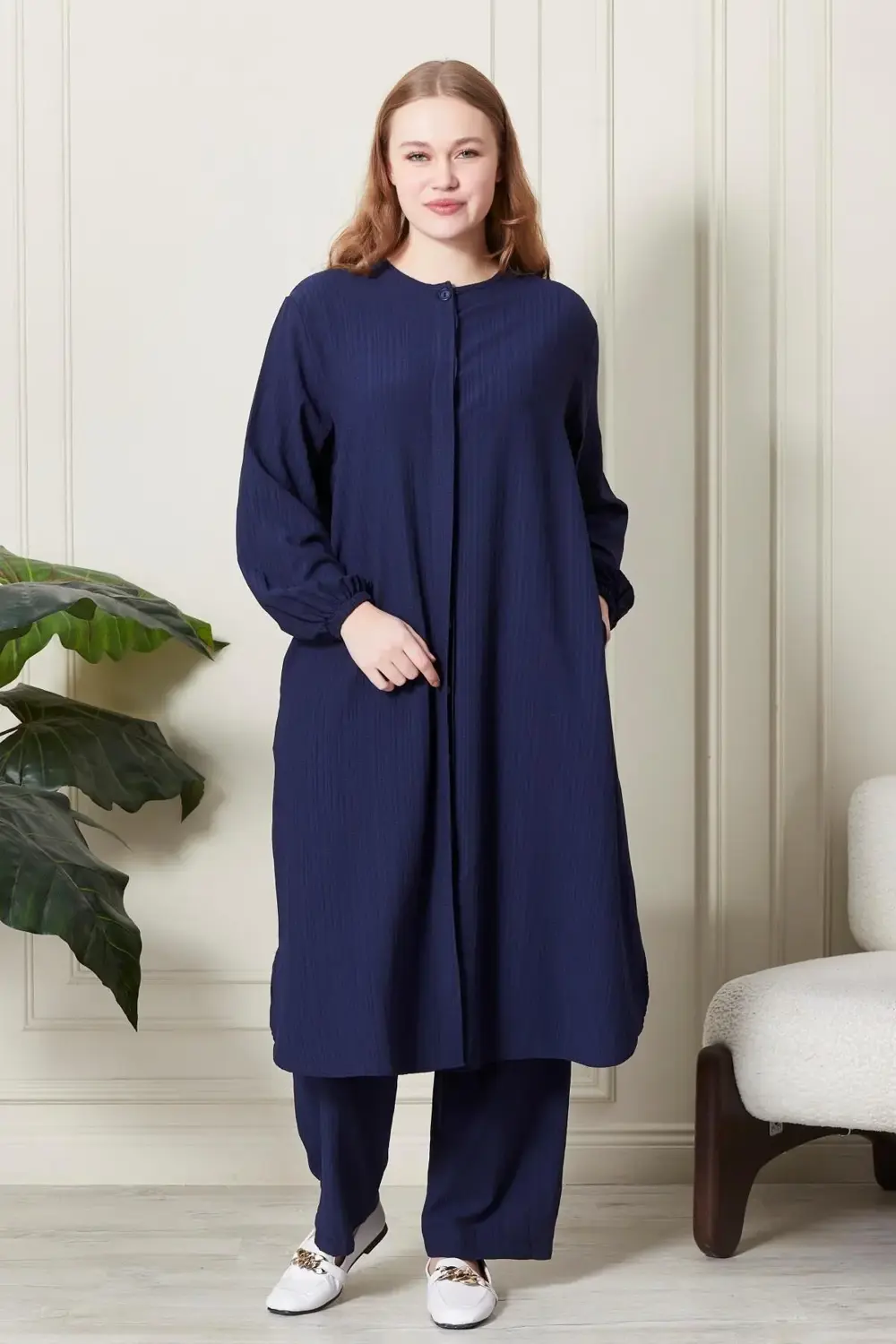 Kadın Büyük Beden Gofre İkili Takım