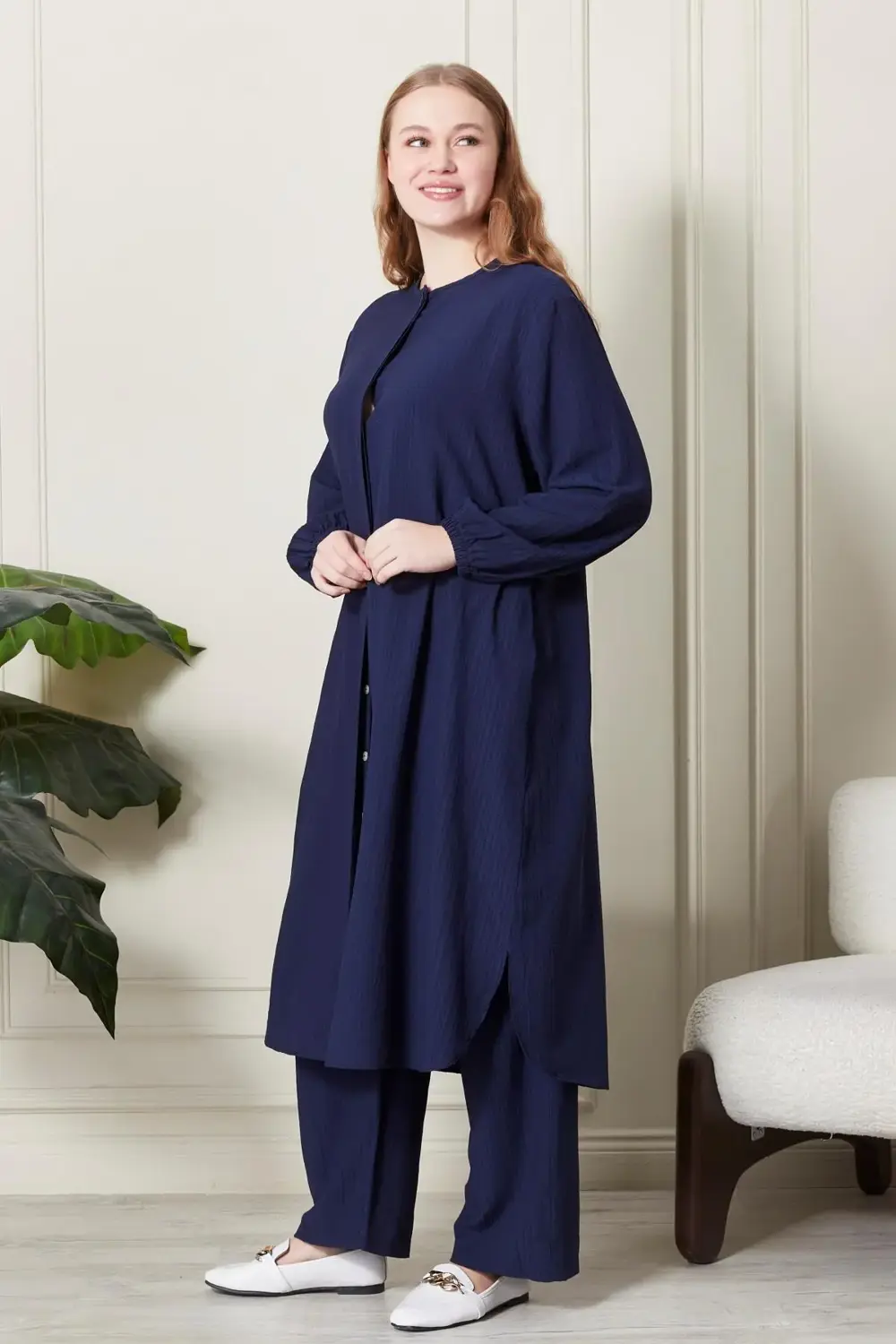 Kadın Büyük Beden Gofre İkili Takım