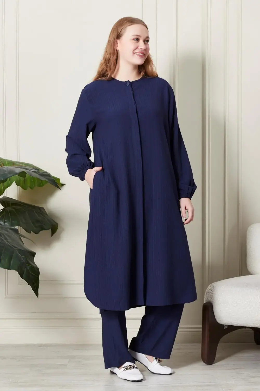 Kadın Büyük Beden Gofre İkili Takım