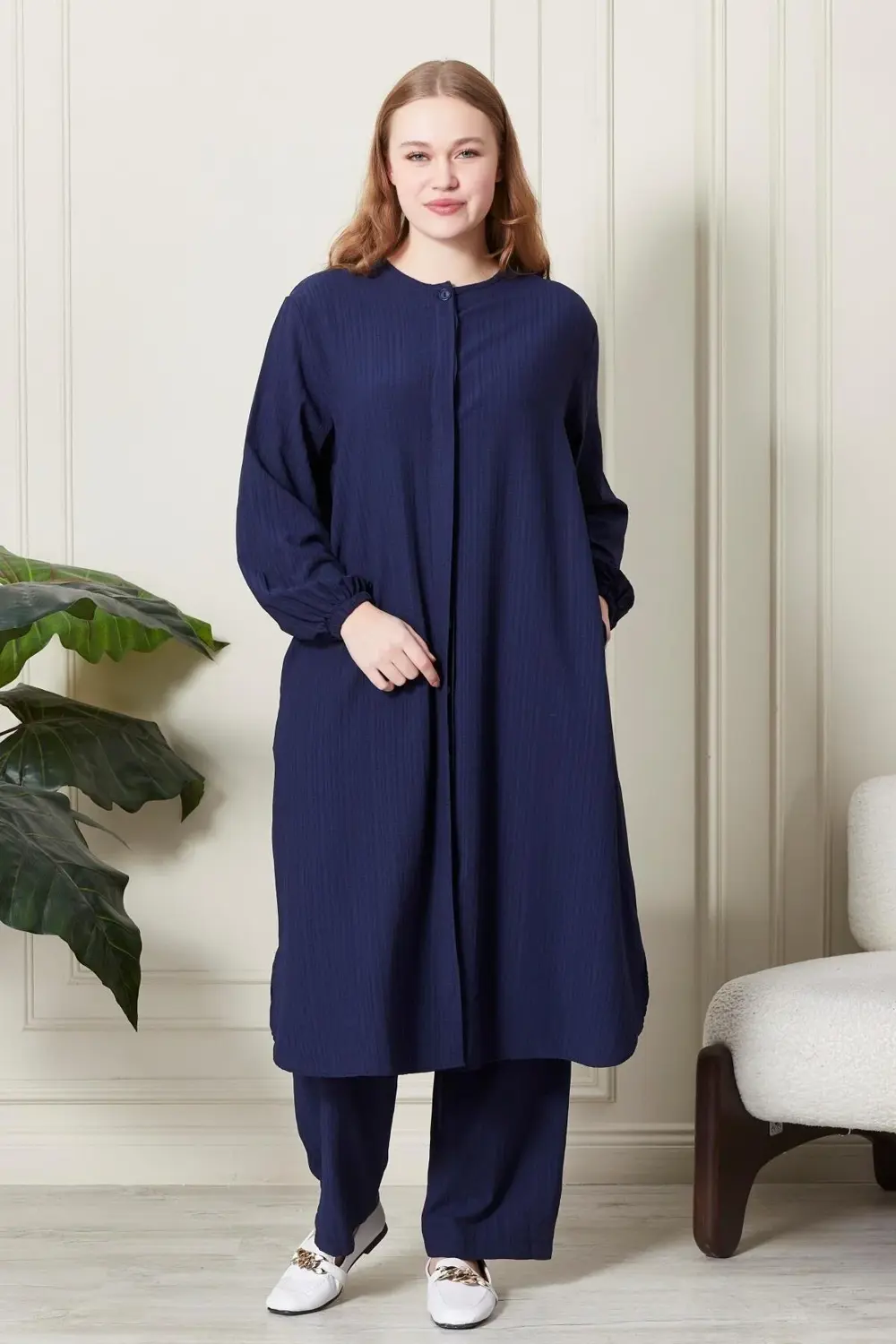 Kadın Büyük Beden Gofre İkili Takım