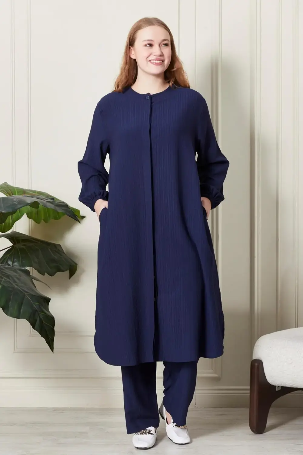 Kadın Büyük Beden Gofre İkili Takım