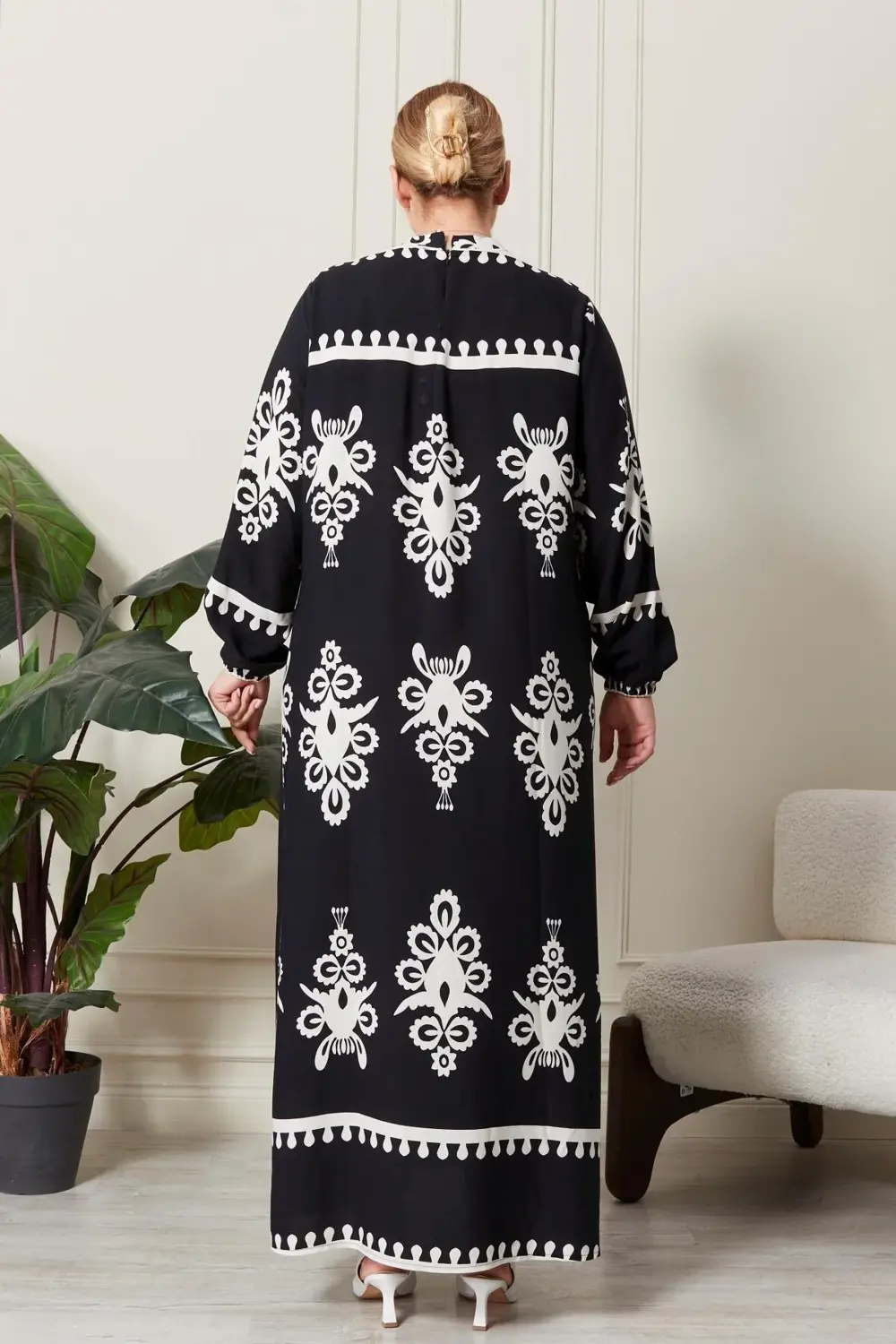 Kadın Büyük Beden Hakim Yaka Elbise