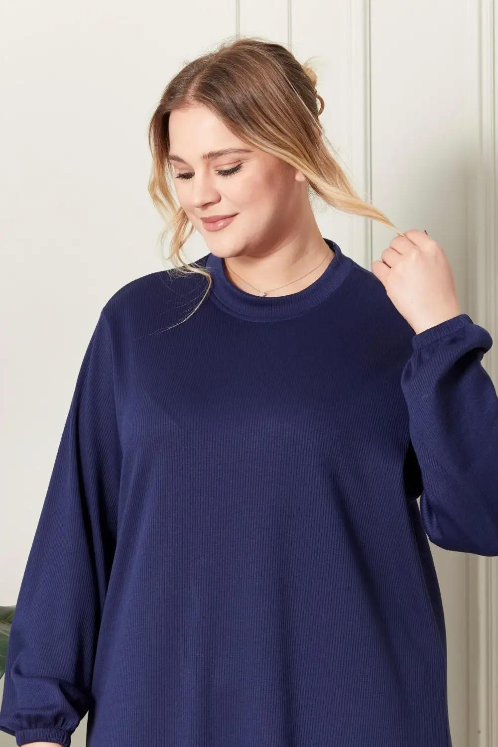 Kadın Büyük Beden Hakim Yaka Fitilli Elbise