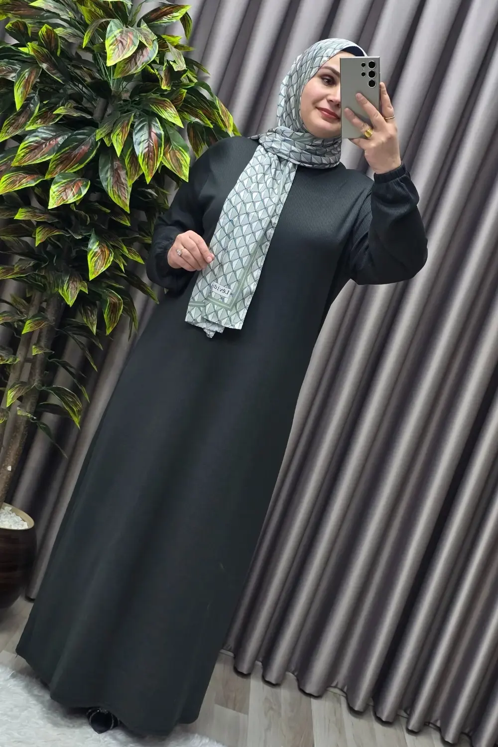 Kadın Büyük Beden Hakim Yaka Fitilli Nevra Elbise