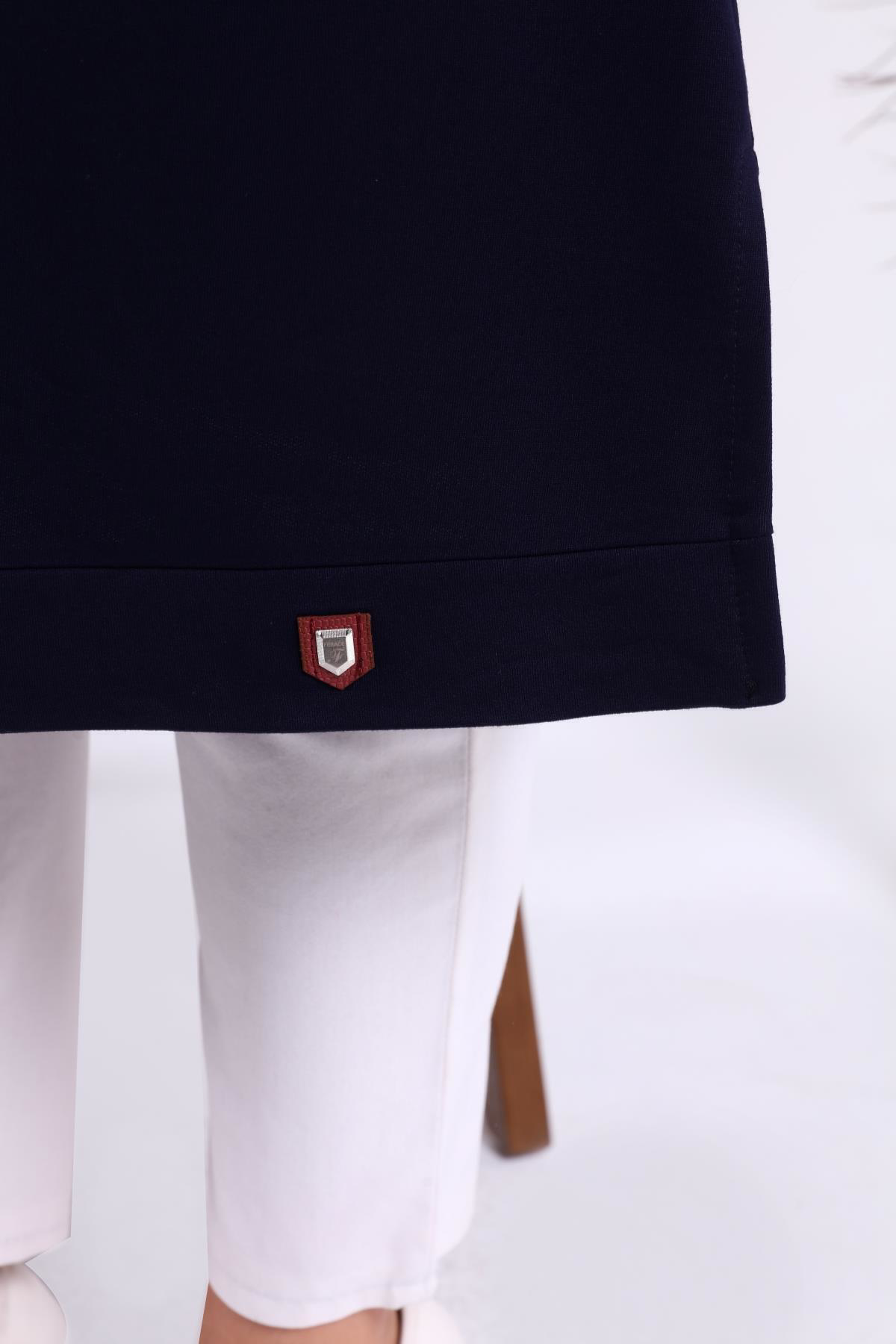 Ferace Kadın Büyük Beden İki İplik Penye Uzun Tesettür Tunik