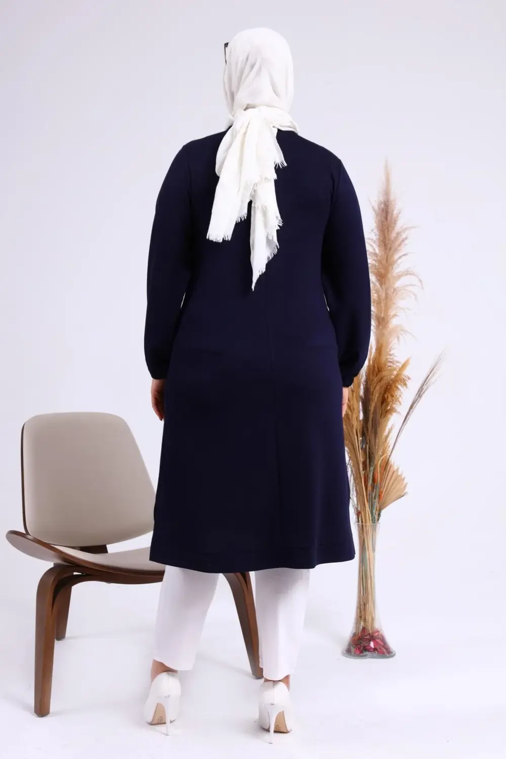 Kadın Büyük Beden Iki Iplik Penye Uzun Tesettür Tunik