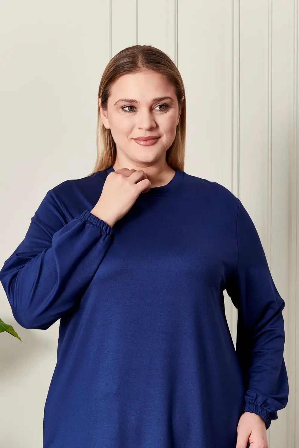 Kadın Büyük Beden Iki Iplik Penye Uzun Tesettür Tunik