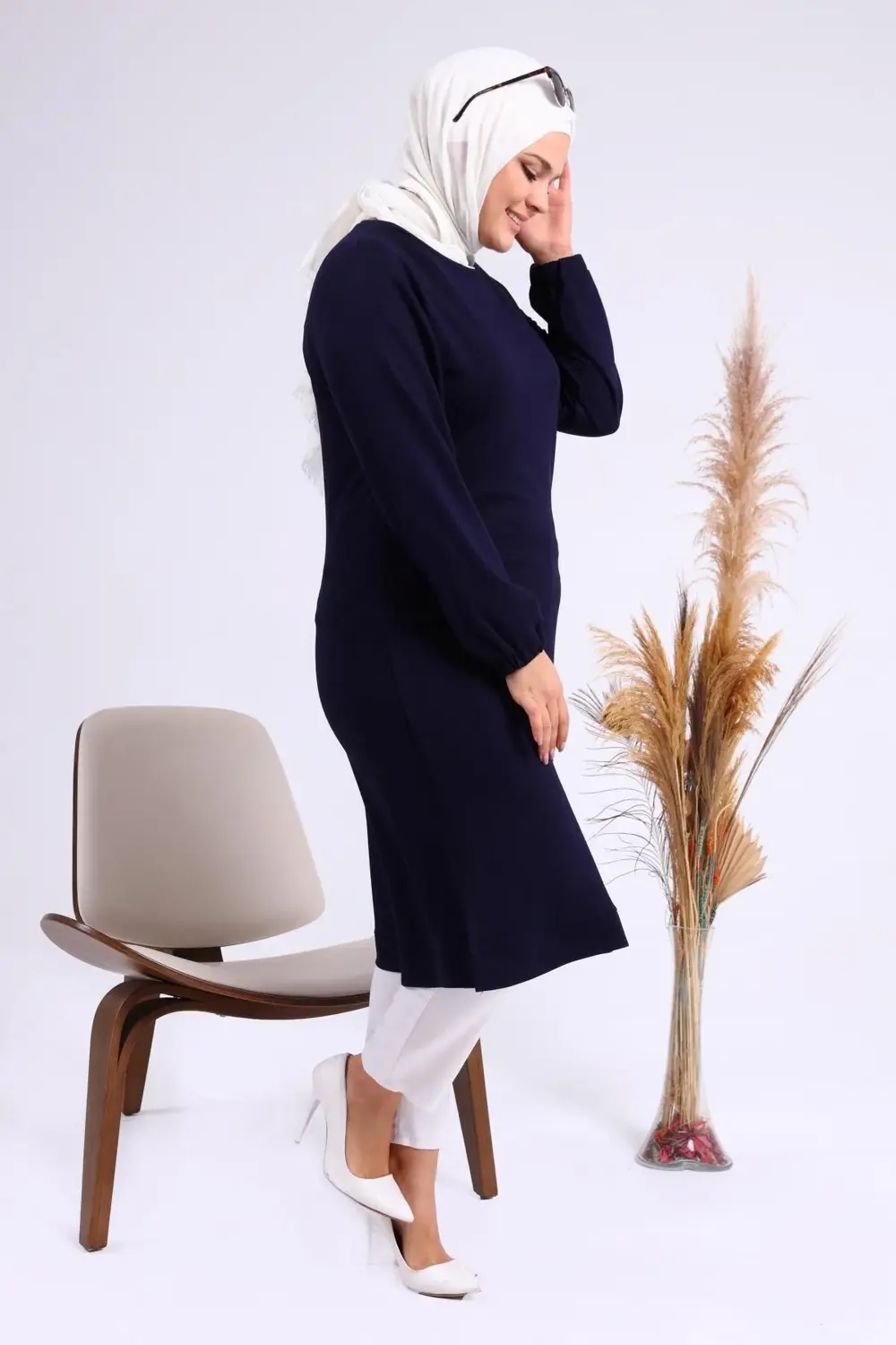 Kadın Büyük Beden Iki Iplik Penye Uzun Tesettür Tunik